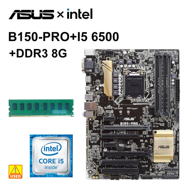 StoneTaskin LGA 1151 Motherboards kit Asus B150-PRO+I5 6500 cpu + DDR3 8G B150 Motherboard PCI-E 3.0 SATA 3  USB3.0 ATX