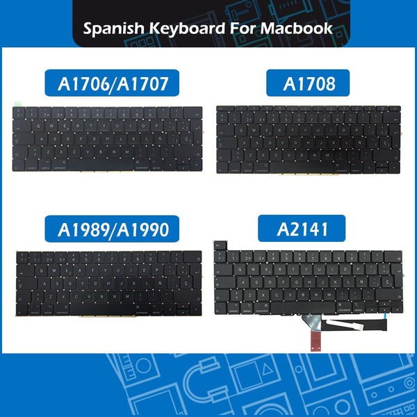 StoneTaskin Wholesale Laptop A1278 A1286 A1534 A1502 A1398 A1706 A1990 A2141 Teclado español Spanish keyboard For Macbook Air Pro Retina 13" 15" 16" 6 Month Warranty