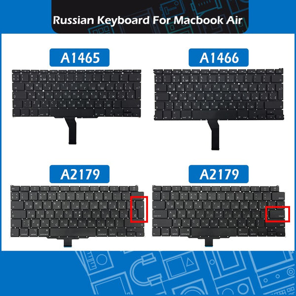 StoneTaskin Wholesale Laptop A1465 A1466 A2179 Русская раскладка клавиатуры Russian Keyboard For Macbook Air 11" 13" 2011-2020 Keyboards Replacement 6 Month Warranty