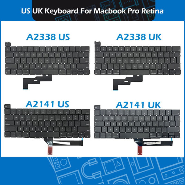 StoneTaskin Wholesale Laptop A1706 A1707 A1708 A1989 A1990 A2141 A2251 A2289 A2338 US UK Keyboard For Macbook Pro Retina 13" 15" 16" Keyboards 6 Month Warranty