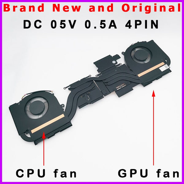 StoneTaskin Laptop CPU GPU Cooling Heatsink Fan Cooler Radiator for CLEVO 6-31-PC503-104 DFS5K223052834 FMKL DFS5K22305283R FMKK DC 05V 0.5A