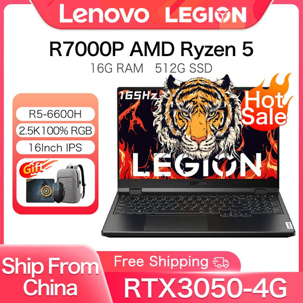 Brand New Lenovo Legion R7000P 2022 15.6Inch Gaming Laptop AMD Ryzen 5 6600H RTX3050 4G Windows 11 165Hz E-sports Game Notebook Computer Warranty