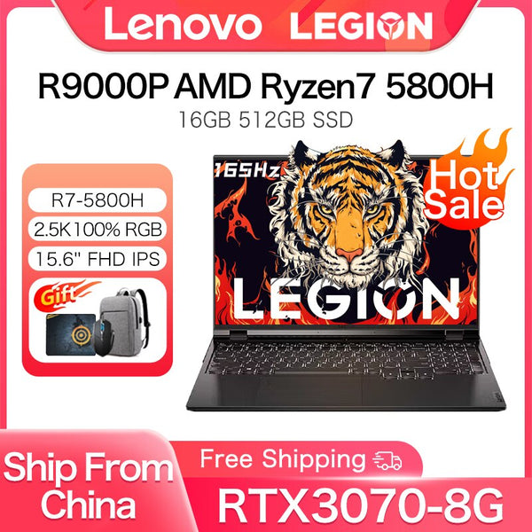 Brand New Lenovo Legion R9000P E-Sports Gaming Laptop R7-5800H/R7-6800H 16G 512G SSD GeForce RTX3060 6GB/RTX3060 6GB 165Hz 15.6 Inch Warranty