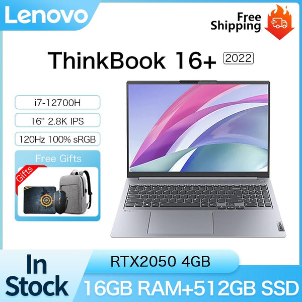 Brand New Lenovo ThinkBook 16+ Business Laptop 2022 i5 12500H/i7-12700H RTX2050 16G+512GB 16Inch 2.5K IPS LED-backlit Slim Notebook Win11 Warranty