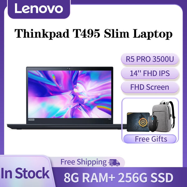 Brand New Lenovo Thinkpad T495 Slim Notebook AMD R5 PRO 3500U 8GB 256GB SSD 14 Inch FHD LED Business Laptop Warranty