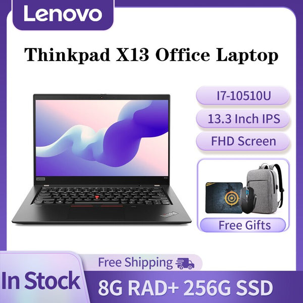 Brand New Lenovo Thinkpad X13 Office Laptop i7-10510U 8GB 256GB SSD Slim Series 13.3 Inch IPS Screen Business Notebook Warranty