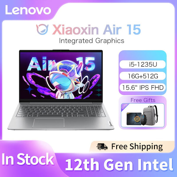 Brand New Lenovo Xiaoxin Air 15 Slim Laptop AMD Ryzen 7 5700/R5-5500 Intel Core i5-1235U/i5-1155G7 16GB RAM 512GB SSD 14'' Office Laptop Warranty