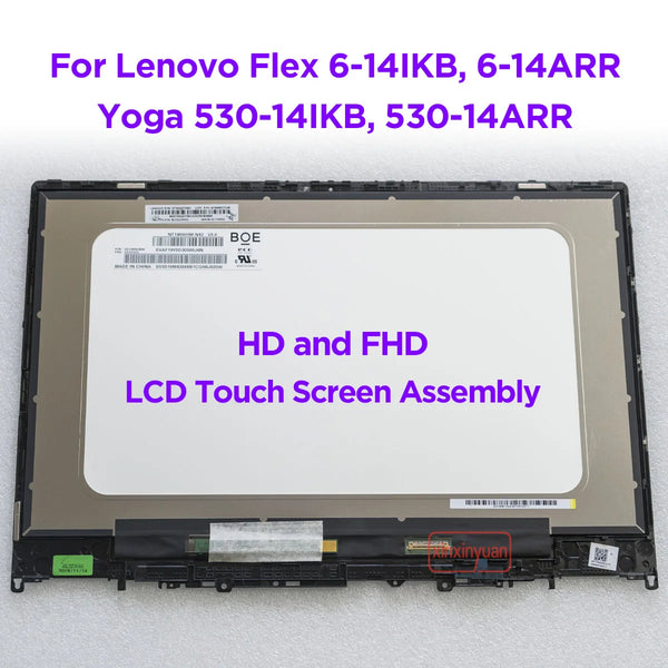 StoneTaskin NEW 14.0 LCD Touch Screen Digitizer Assembly For Lenovo Yoga 530-14IKB 530-14ARR Flex 6-14IKB 6-14ARR FHD1920x1080 Display Panel Fully Tested Free Shipping