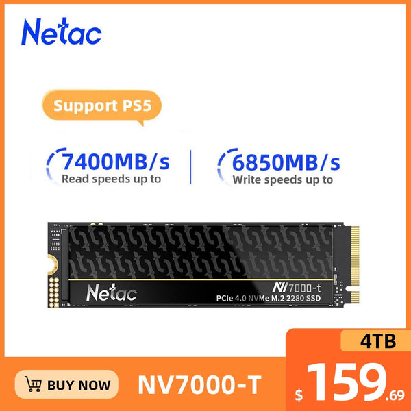 Netac SSD 4TB NVMe M2 PCIe4.0x4 2TB 1TB 500GB NV7000t Internal Solid State Drives for Laptop Ps5 Desktop 3 Years Warranty