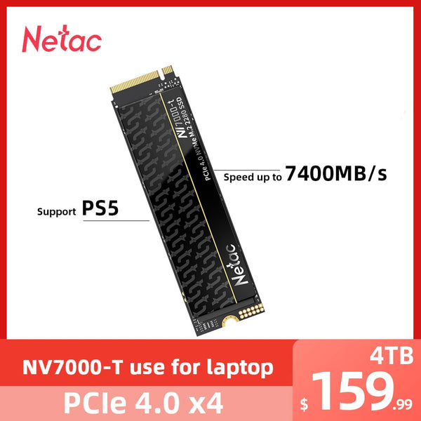 Netac SSD M2 NVMe 1TB PCIe 4.0 NVME SSD 2TB 4TB SSD for ps5 M.2 2280 DARM Cache Hard Drive Internal Solid State Disk 3 Years Warranty