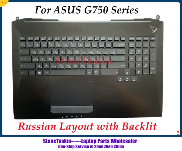 New Black Backlit RU Russian Keyboard Black Palmrest Top C Cover TouchPad For ASUS G750 G750JH G750JM G750JS G750JW With Backlit