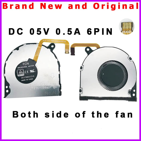 StoneTaskin New CPU Cooler Fan  FOR TOSHIBA PORTEGE X30T-E G61C00041210 FL6C DC5V 0.5A DFS150705680T 6PIN Fully Tested Free Shipping