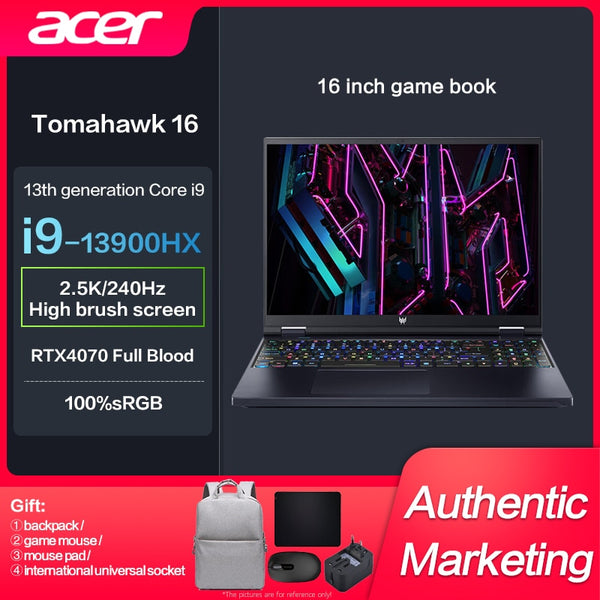 New Genuine Acer Marauders16  Gaming Laptop Intel i9-13900HX RTX4070 E-Sports 16-inch 2.5K 165Hz IPS Screen Game Notebook