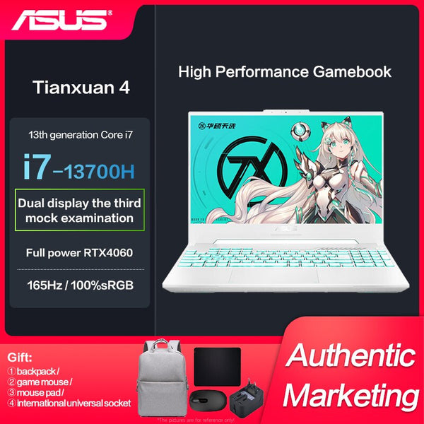 New Genuine Asus TUF4 Gaming Laptop Intel I7-13700H RTX4060 15.6-inch E-SportsGame Notebook IPS Screen 165Hz 2.5K