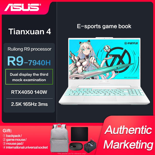 New Genuine Asus TUF4 Gaming Laptop Ryzen R9-7940H RTX4050 15.6-inch E-SportsGame Notebook IPS Screen 165Hz 2.5K