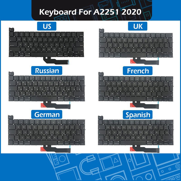 StoneTaskin Wholesale New Laptop A2251 Keyboard For Macbook Pro Retina 13" A2251 Keyboards Replacement Early 2020 EMC 3348 6 Month Warranty