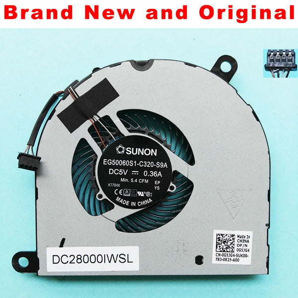 StoneTaskin New Laptop CPU Cooling Fan for DELL Latitude 5480  EG50060S1-C320-S9A  DC 5V 0.36A DP/N 0G5JG4 DC28000IWS0 Free Shipping