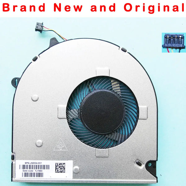 StoneTaskin Original New Laptop Fan Radiator Cooler For HP 15-DU 15S-DU0002TX FLG0 DC28000N6F0 DFS5K12114464N L52034-001 DC5V 0.5A 4PIN