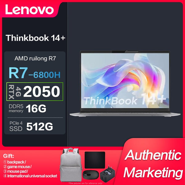 New Lenovo ThinkBook 14+ Ryzen R7-6800H 16GB 512GBSSD RTX2050 2.8K 90Hz 14inch Slim Notebook