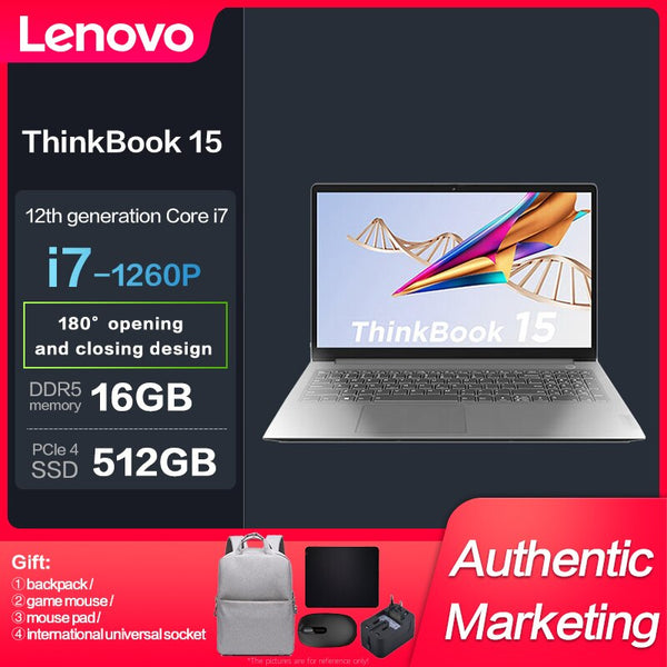 New Lenovo ThinkBook 15 Intel Core I7-1260P 16GB 512GBSSD 15.6inch Slim Notebook
