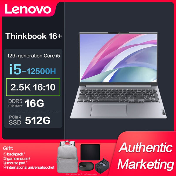 New Lenovo ThinkBook 16+ Intel I5-12500H 16G 512GBSSD 2.5K  16inch Slim Notebook