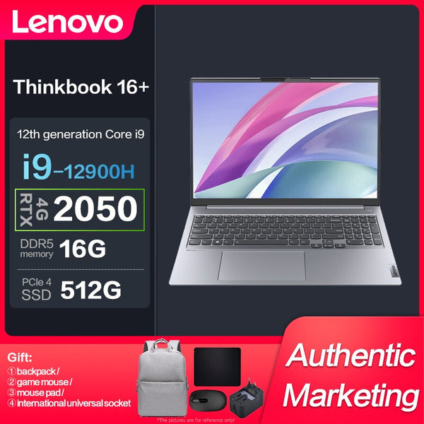 New Lenovo ThinkBook 16+ Intel I9-12900H 16G 512GBSSD RTX2050-4GB 2.5K  16inch Slim Notebook