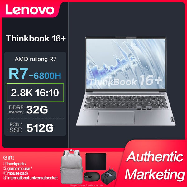 New Lenovo ThinkBook 16+ Ryzen R7-6800H 32GB 512GBSSD 2.8K  16inch Slim Notebook