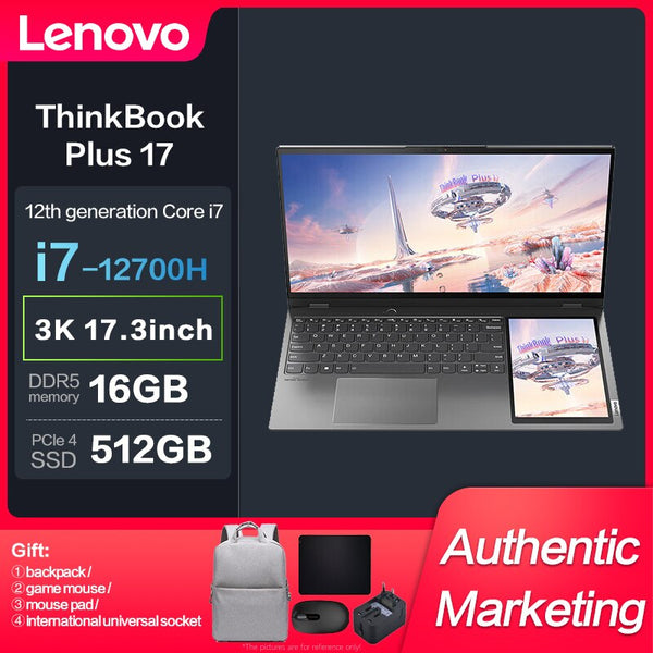 New Lenovo ThinkBook Plus 17 Intel I7-12700H 16G 512GBSSD 3K 120Hz 17.3inch Touch Slim Notebook