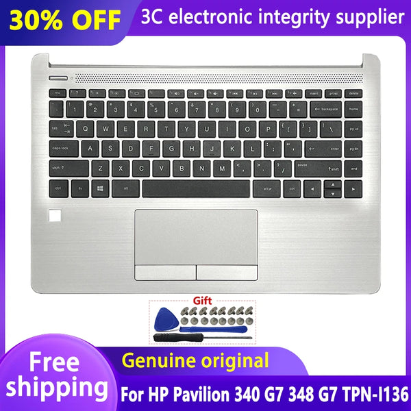 StoneTaskin New Original For HP Pavilion 340 G7 348 G7 TPN-I136 Laptop Upper Cover Palmrest Top Case US Keyboard Touchpad Silver L81308-001 Fully Tested Free Shipping