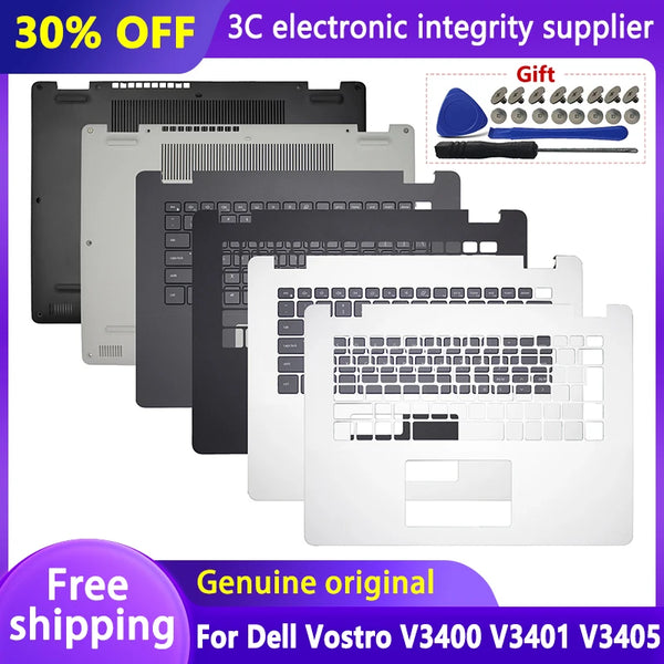 StoneTaskin New Original Laptop Housing for Dell Vostro V3400 V3401 V3405 Palmrest Upper Cover Keyboard Top Case Bottom Case 0CX6T3 0GR6XD Fully Tested Free Shipping