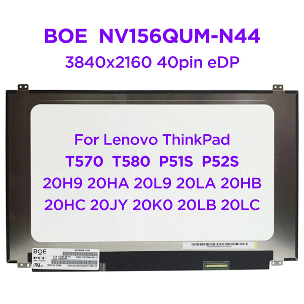 StoneTaskin New Original NV156QUM-N44 15.6" Laptop LCD Screen For Lenovo T570 T580 P51s P52s 20H9 20HA 20L9 20LA 20HB 20HC UHD4K 3840x2160 Display Panel Fully Tested Free Fast Shipping