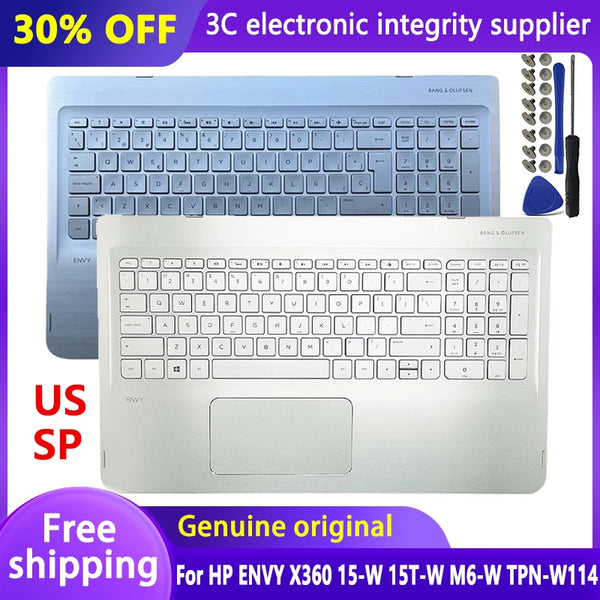 StoneTaskin New Original US SP Keyboard for HP ENVY X360 15-W 15T-W M6-W TPN-W114 Laptop Palmrest Upper Cover Top Case Keyboard 807526-001 Fully Tested Free Shipping