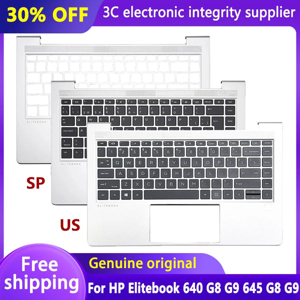 StoneTaskin New Original US/SP Keyboard for HP Elitebook 640 G8 G9 645 G8 G9 Laptop Palmrest Upper Cover Backlit Top Case Replacement Spain Fully Tested Free Shipping