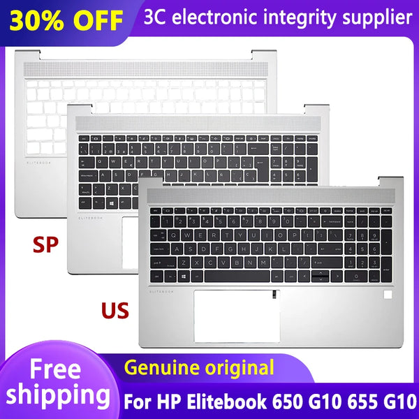 StoneTaskin New Original US/SP Keyboard for HP Elitebook 650 G10 655 G10 Laptop Palmrest Upper Cover with Backlit Top Case Replacement Spain Fully Tested Free Shipping