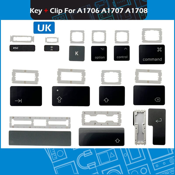 StoneTaskin Wholesale New UK A1706 A1707 A1708 Keys Keycaps Clips Hinges For Macbook Pro Retina 13" 15" Touchbar 2016 2017 Keyboard Repair 6 Month Warranty