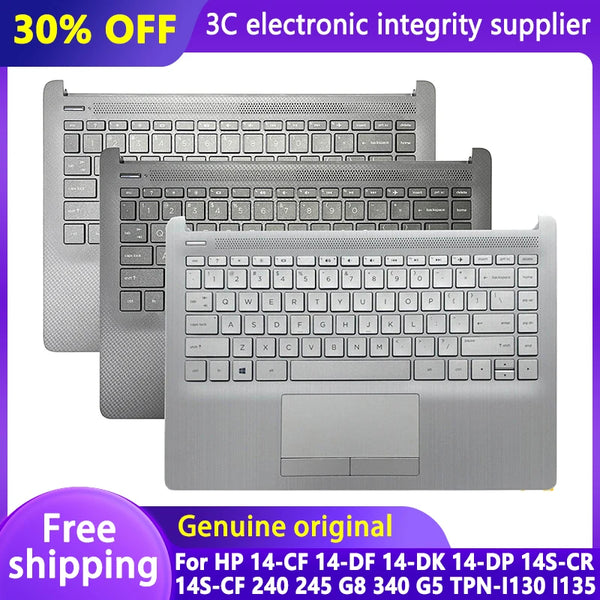 StoneTaskin New US/SP Keyboard for HP 14-CF 14-DF 14-DK 14-DP 14S-CR 14S-CF 240 245 G8 340 G5 TPN-I130 I135 Laptop Palmrest Upper Top Case Fully Tested Free Shipping