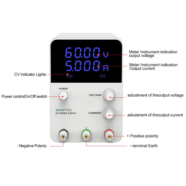 New gps605d  SUSWE  blue screen high precision four digit display DC regulated power supply  adjustable switching power supply