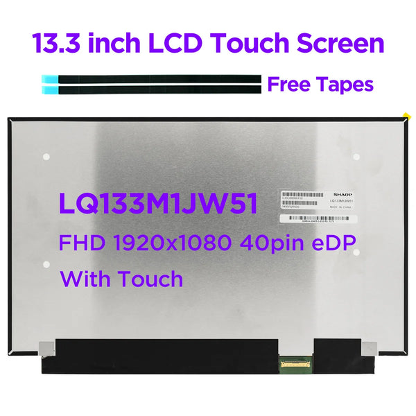 StoneTaskin Original 13.3 inch Laptop LCD Touch Screen SHARP LQ133M1JW51 LED Replacement Display Panel IPS FHD 1920x1080 40pin eDP Fully Tested Free Shipping