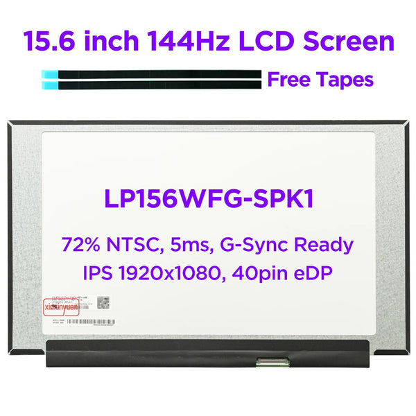 Original 15.6 144Hz Laptop LCD Screen LP156WFG-SPK1 for Dell G7 7590 0FRJY2 IPS Gaming Display Panel 72% NTSC FHD1920x1080 40pin