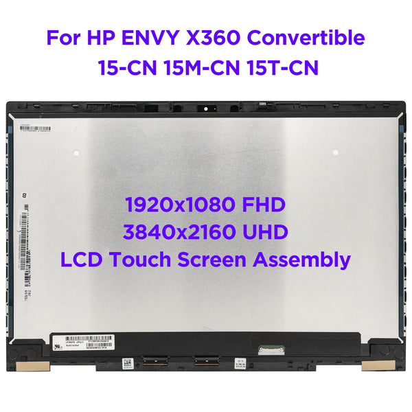 StoneTaskin Original 15.6" LCD Touch Screen Digitizer Assembly for HP ENVY X360 15-CN 15-cn0002TX 15T 15M-CN FHD L20114-001 UHD L20118-001 Display Panel Fully Tested Free Fast Shipping