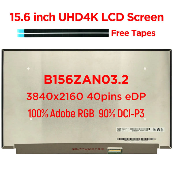 StoneTaskin Original Original B156ZAN03.2 for Lenovo ThinkPad X1 P52 P52S P53 P53s T590 15.6" Laptop LCD Screen LED Display UHD4K 3840x2160 40pin eDP Fast Free Shipping