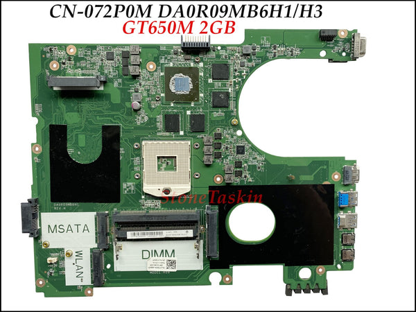 Original CN-072P0M For DELL Inspiron N7720 7720 motherboard 72P0M Mainboard DA0R09MB6H1 DA0R09MB6H3 2D Version GT650M 2GB Tested