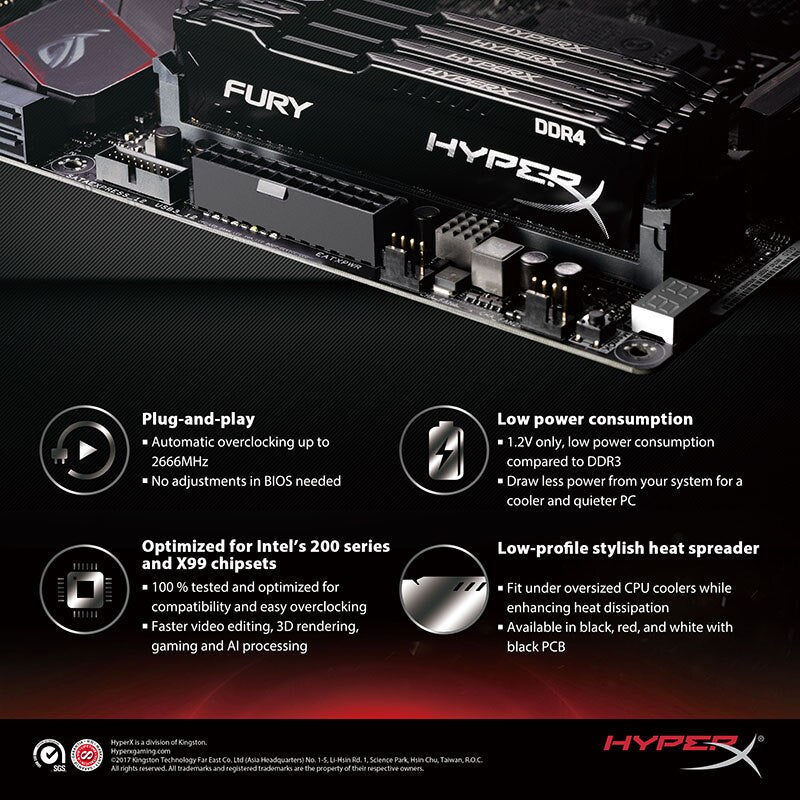 Desktop Ram Kingston Hyperx Fury Ddr4 4gb 2666mhz 8gb 16gb