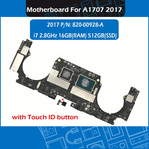 Original Laptop Core i7 2.8GHz 16GB 512GB A1707 Logic Board Motherboard 820-00928-A For Macbook Pro Retina 15" Touchbar 2017