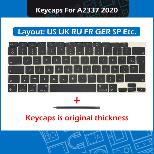 StoneTaskin Wholesale Original New Laptop A2337 Keys Keycaps AZERTY For Macbook Air Retina 13" M1 A2337 Keyboard Repair Late 2020 EMC 3598 6 Month Warranty