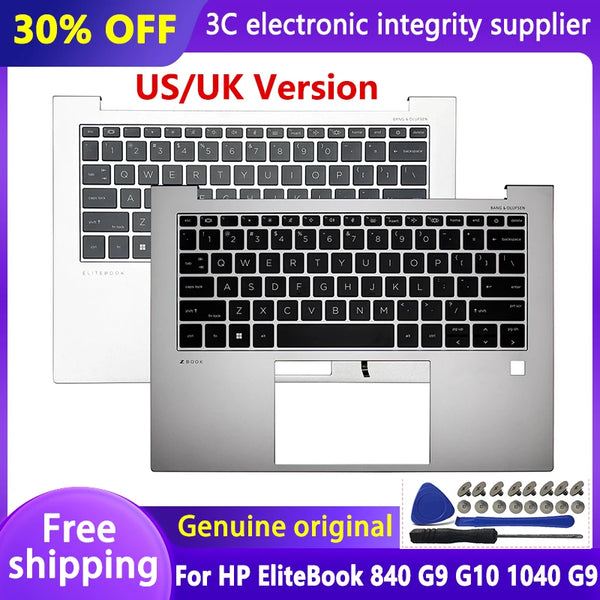 StoneTaskin Original New US/UK Keyboard for HP EliteBook 840 G9 Laptop Palmrest with Backlit Upper Cover Top Case Replacement English Silver Fully Tested Free Shipping