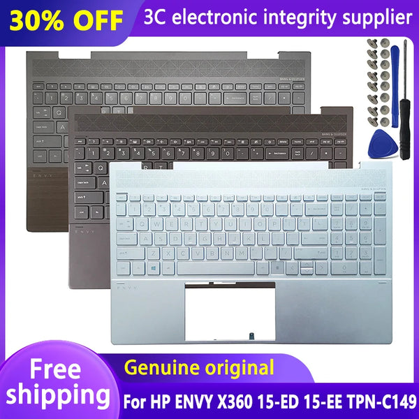 StoneTaskin Original New for HP ENVY X360 15-ED 15-EE TPN-C149 Laptop Keyboard with Backlit Palmrest Upper Cover Topcase Replacement Housing Fully Tested Free Shipping