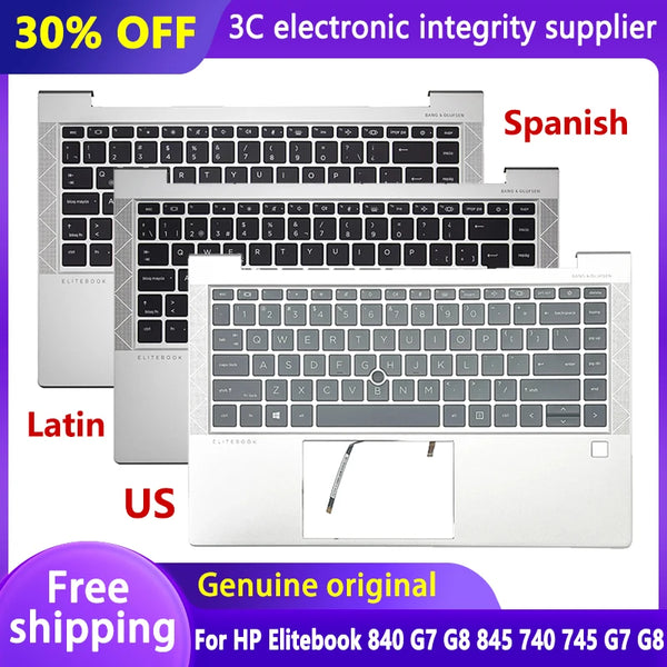 StoneTaskin Original US/SP/LA Keyboard for HP Elitebook 840 G7 840 G8 845 740 745 G7 G8 Laptop Palmrest with Backlit Top Case M36312-001 Fully Tested Free Shipping