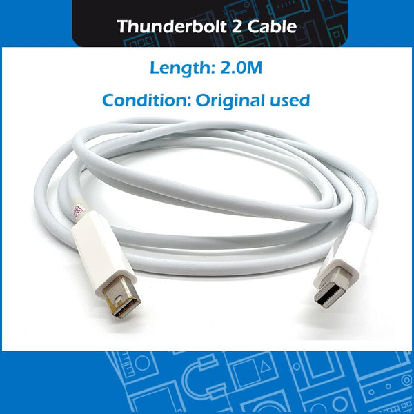 StoneTaskin Wholesale Original White 2M Adapter Cord Thunderbolt 2 Cable Data Cables For Apple Multimedia Monitor Male to Male Connector 6 Month Warranty