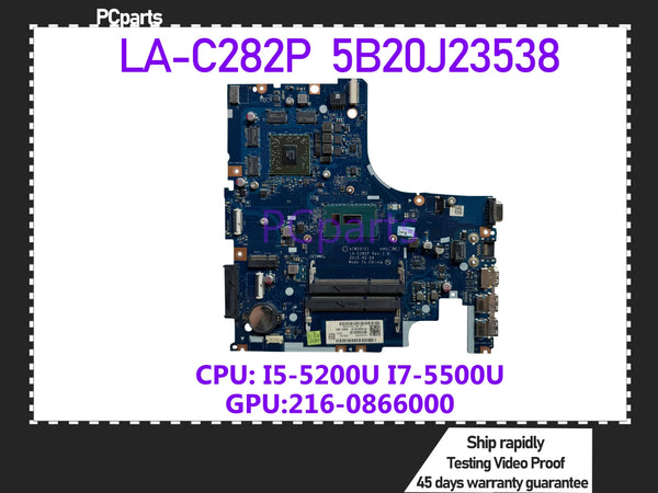 PCparts 5B20J23538 For Lenovo Ideapad Z51-70 Laptop Motherboard LA-C282P I5-5200U I7-5500U CPU 216-0866000 Mainboard Tested